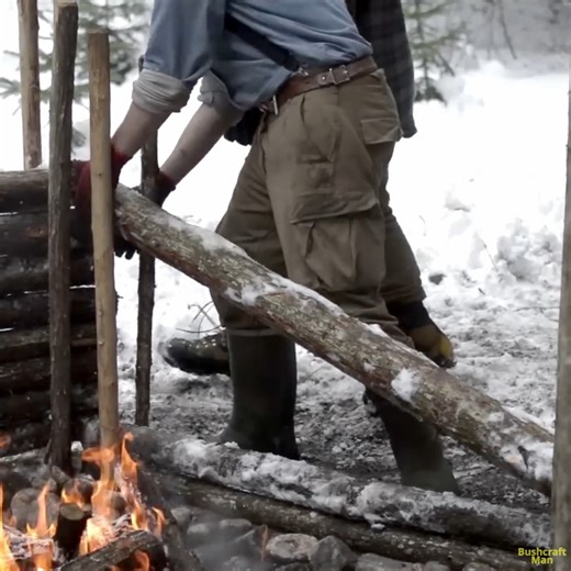2.9K views · 44 reactions | 3 Sided Firewall & Cooking Tri-pod - Building a Long-term Camp.mp4 | Wildness Builder | Facebook