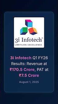3i Infotech Q1 FY26 Results: Revenue at ₹170.5 Crore, PAT at ₹7.5 Crore #financialresults #q1results