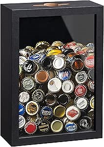 eletecpro 5x7 Inch Shadow Box with Real Glass Cover and Top Slot, Display Case Frame for Tickets, Flower, Pictures, Black