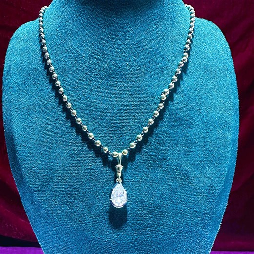 3.0ct Collet Set Georgian Cut Down Button Back Pear Moissanite Pendant, Blackened Gold, Detachable Clasp Pendant, Ball N Chain Necklace - Etsy New Zealand