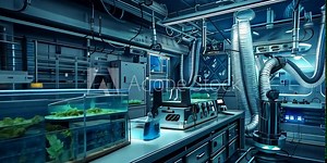 Research laboratory aboard the space station, where scientists study alien flora and fauna brought back from exploratory missions, 4K Video