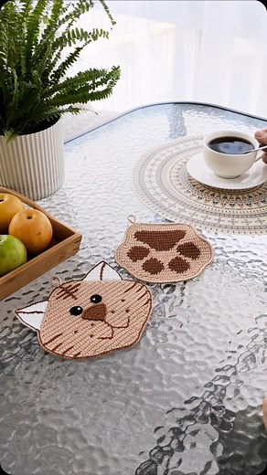 “313 Tiger or Cat decor, potholder or decorative pillow ” crochet...