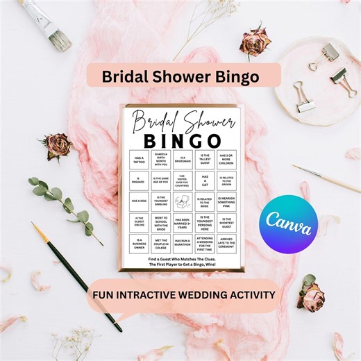 Bridal Shower Bingo Game – Fun Guest Bingo Cards, Editable Template, Printable or Printed Wedding Shower Activity - Etsy