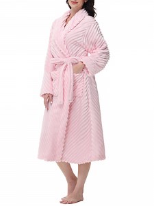 UVN Fleece Robes for Women Winter Plush Long Bathrobes Soft Cozy Fluffy Premium Sleepwear Housecoats