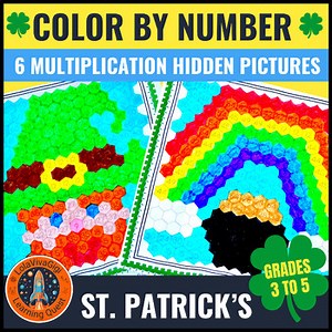 Spring Multiplication Color by Number St Patricks March Math Coloring Leprechaun