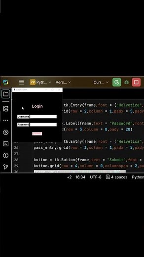 Python Tkinter Login Form 🔐 | 30 Sec GUI Project #tkinter #coding #codingbat #pythonminiprojects