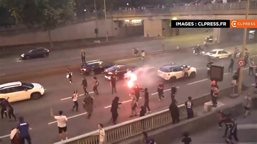 PSG fans clash with riot police in Paris during Champions League final in Munich
