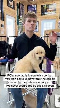 Gabe Meets His Best Friend Leo the Golden Retriever Puppy! #autism #goldenretriever #nonspeaking