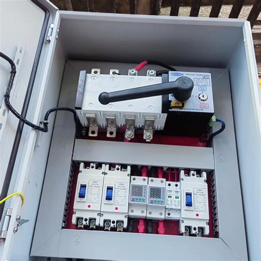 200A heavy duty industrial type ATS / MTS dual function pre assemble pre installed Good for fuel type generators single phase or 3 phase best design for solar set up installations available at hanem solar products you may reach us at our fb page https://www.facebook.com/share/17k6mVvuqs/