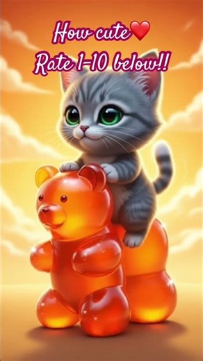 Chibi Kitten Riding a Gummy Bear 🐻💖 #chibikitten #kawaiicat #cuteshort