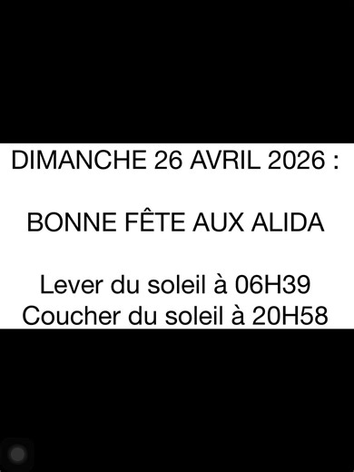 Bonne Fête aux Alida : Dimanche 26 Avril 2026 !!!