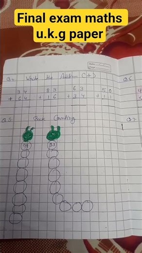ukg maths paper final exam