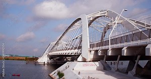 The Enneüs Heerma bridge links the Zeeburgereiland with the Steigereiland, Amsterdam, The Netherlands
