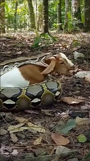 Can the baby goat escape from the python? #snake #animals #ai