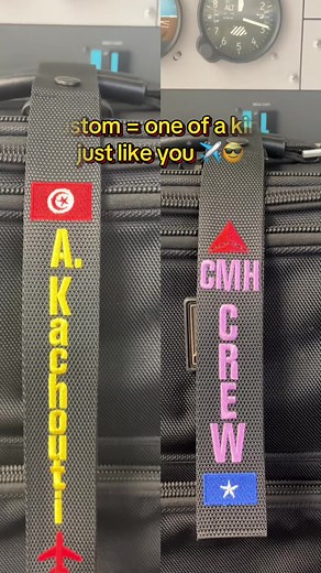 We LOVE bringing your ideas to life 💖✈️ Custom bag tags for crew, careers, and everything you’re proud of 🌍 #custombagtags #crewlife #flightattendantlife #embroiderylove #personalizedgifts