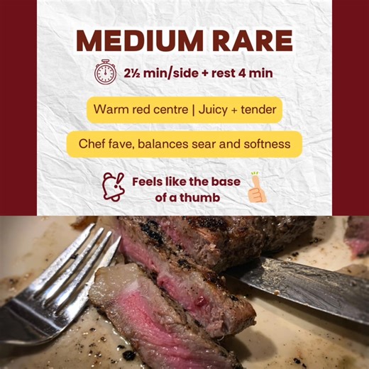 When you understand heat, time, and rest, steak becomes simple. This guide’s for the home cooks who want consistency, and the pros who know every degree makes a difference. Because a well-cooked steak isn’t luck — it’s knowing when to flip and when to pause. Cook times are stated based off 3cm thick cuts 📌 Keep this on hand for your next dinner or service Read more: https://bit.ly/tried_and_tested_tips_to_perfect_your_steak #AussieBeefAndLamb #AussieBeef #sgfoodie #sgeats #steaklovers #homecook