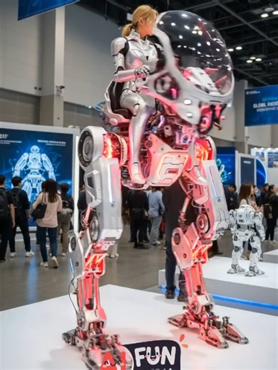 woman-rides-super-fast-bipedal-robot-at-expo-and-speeds-away-like-crazy #ai #robot #future #technology #2026