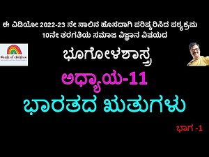 SSLC| Social Science| Kannada Medium| Geography| India- Seasons|ಭೂಗೋಳಶಾಸ್ತ್ರ|10th ಭಾರತದ ಋತುಗಳು ಭಾಗ 1