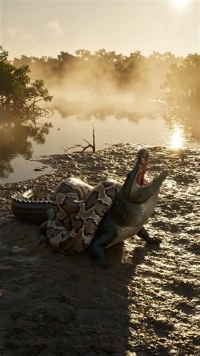 Python vs. Alligator #animals #python #vs #alligator