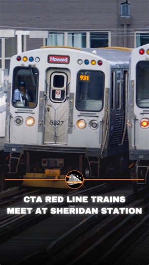 Inbound and outbound CTA Red Line trains meet at Sheridan Station on a warm summer evening in Chicago, Illinois. Both trains are operating with 5000-series trainsets, which is the common equipment for Red Line trains. | Trainiac Productions