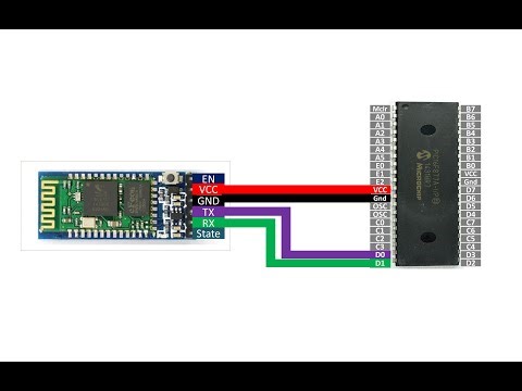 PIC16F877A interface HC-05. Using Software serial port to send and receive bytes to/from cell phone.