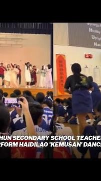 Yishun Secondary School teachers & students perform Haidilao 'kemusan' dance for CNY