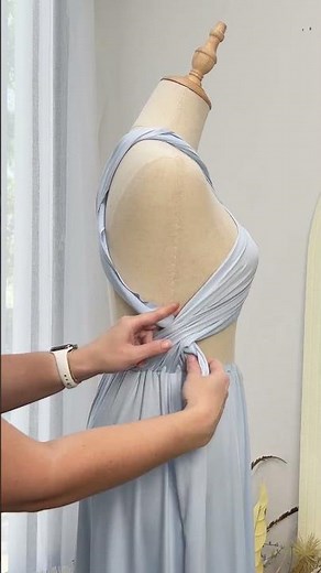 Crossover Halter Dress Tutorial | Buckle Style in Mist Blue Color