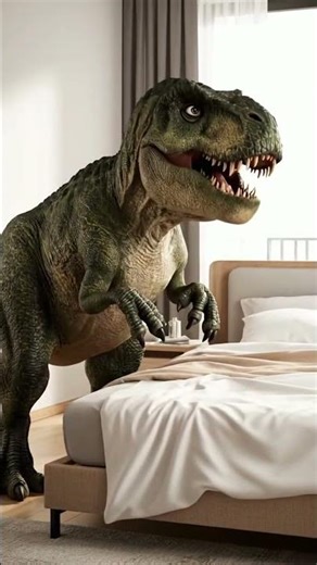 what happens if t-rex get it into your bedroom not real AI #tylosaurus #aucasaurus