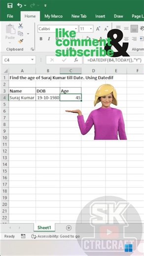 How to Calculate Age in Excel Using DATEDIF (Easy Trick)