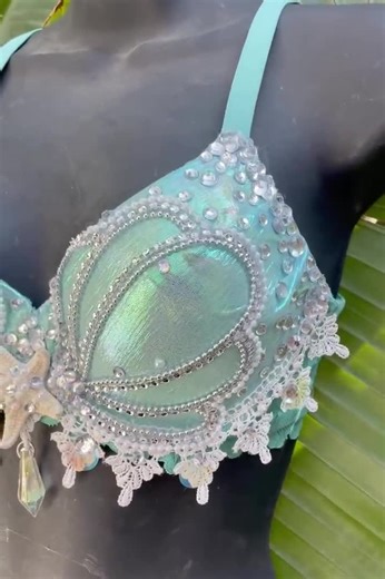 Iridescent Seashell Mermaid Bra Top (made to Order Item): Starfish | Seashell Bra | Siren | Mardi Gras Outfit - Etsy