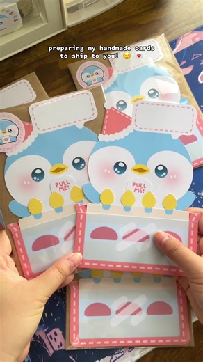 preparing my handmade cards to ship to you! 😉💌 #greetingcards #handmadecards #penguincard #birthdaycard #christmascard