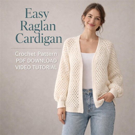 CROCHET Pattern & VIDEO Tutorial Raglan Cardigan Top Down Seamless Sweater Beginner Women Cardigan PDF - Etsy