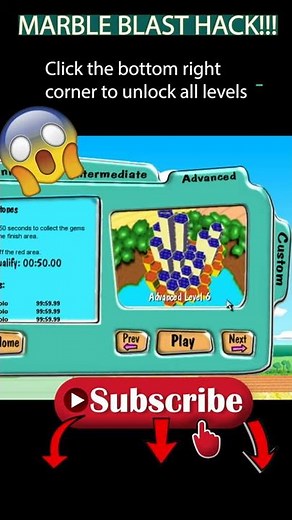 CheatCode - Unlock ALL LEVELS in Marble Blast Gold 😱😱😱#Shorts