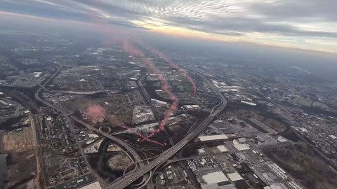 Parachute team sergeant jumps from a plane
