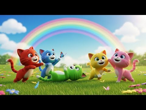 🐱 5 Color Cat Song 🌈 | Learn Colors with Cute Cats for Kids