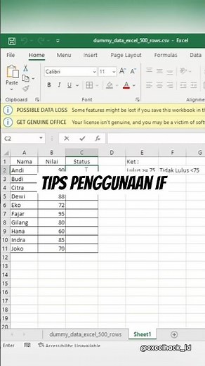 Mengapa Fungsi IF Penting untuk Analisis Data Excel #excel #exceltutorial #tips