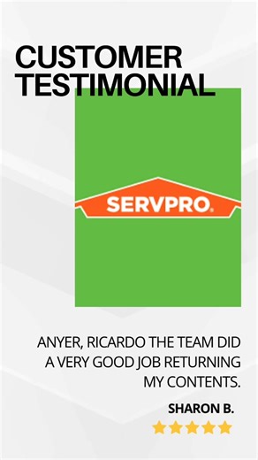 💚 Another newest 5-star review praising the care and precision our SERVPRO Team Carter puts into handling what matters most. Your trust means everything to us. 💬 Have we helped you too? Share your 5-star experience! #SERVPRO #CustomerLove #TopRatedService #HereToHelp | Servpro of Downtown and North Pensacola