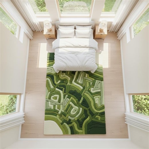 Buy Handmade Green Abstract Area Rug – Modern Organic Pattern Carpet, Tufted Wool Rug, Nature Inspired Floor Mat, Custom Size Rug Online in India - Etsy