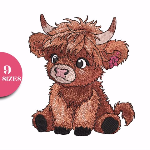 Baby Highland Cow Embroidery Designs: Farm Animal Machine Files (9 Sizes) - Etsy