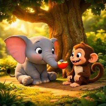Elephant & Monkey Eating fruits ❤️😍💥 || #cartoon #viralshort #funny
