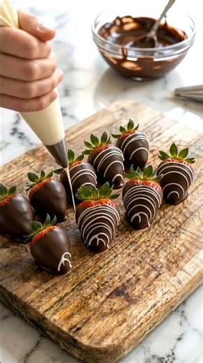 Chocolate Covered Strawberries with White Chocolate Drizzle 🍓 | Satisfying ASMR