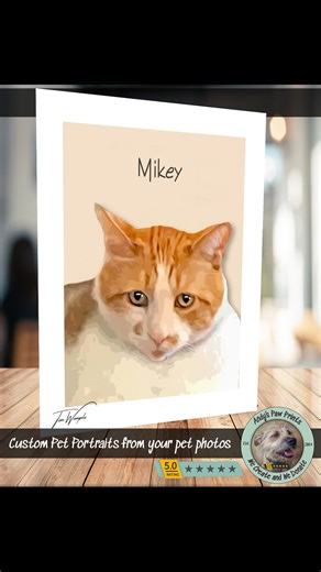 Custom pet portraits from your photo and we donate 25% of our profit to help homeless animals. | Andy's Paw Prints