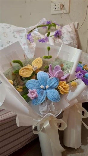 ข่อดอกไม้💐#ดอกไม้ลวดกํามะหยี่ #ช่อดอกไม้ #ปัจฉิม #flower