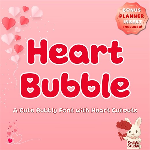 Heart Bubble Font Cute Valentine Bubbly Letters Retro Chunky for Cricut Sticker Vinyl Decals - Etsy