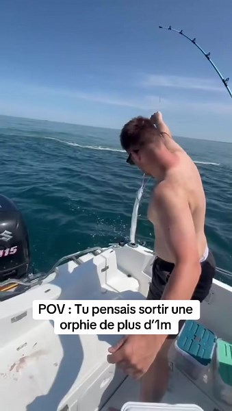 POV : Tu pensais sortir une orphie de plus d’1m ! #peche #mer #bateau #fail