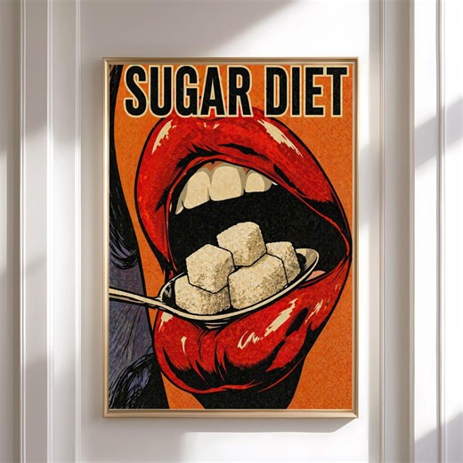 Pop Art Lips Sugar Diet Poster, Retro Kitchen Wall Art (digital Download) - Etsy