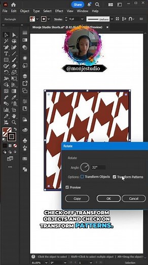 Monje Studio Tutorials: Rotate & Scale Patterns in Illustrator | Easy Fix