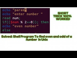 Write a shell Program to find Even and Odd number in Linux Ubuntu.