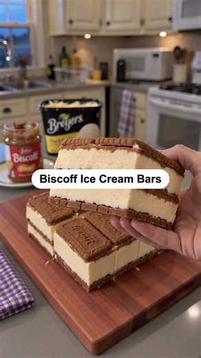 Biscoff Ice Cream Bars with Caramel Cookie Crunch