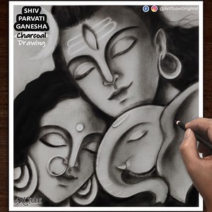 Shiv Parvati Ganesha abstract art - Lord Shiva, Goddess Parvati and Lord Ganesha brush pen and charcoal drawing #lordshiva #parvati #ParvatiMaa #ganesha #ganeshaart #ganeshji #shivji #bappa #bholenath #shivadrawing #shivjidrawing #brushpen #brushpenart #brushpendrawing #charcoal #charcoalart #charcoaldrawing #drawing | ART Tube